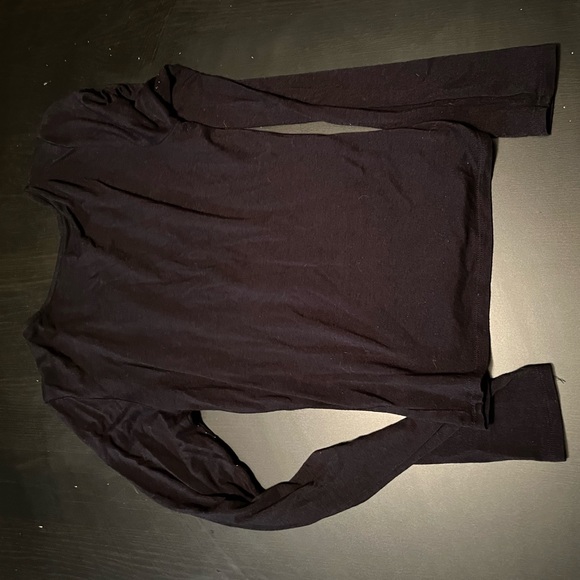 Black Long Sleeve Top with Criss Cross V Neck, Size XS - Picture 4 of 4